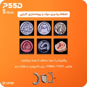 سازگاری دستگاه میلینگ P55D با متریال‌های زیرکونیا، PMMA، واکس و فلزات