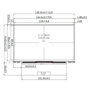LCD 6.23 اینچ 4K مونوکروم